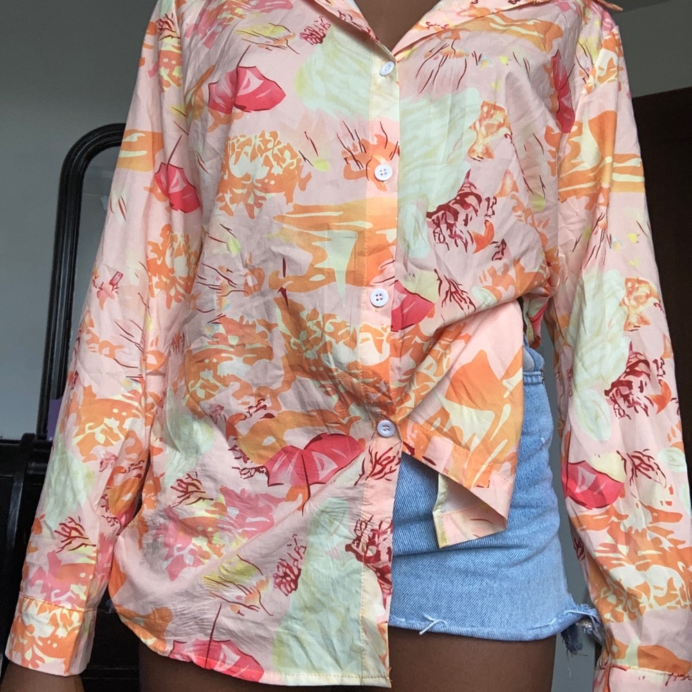 Patterened Orange Blouse